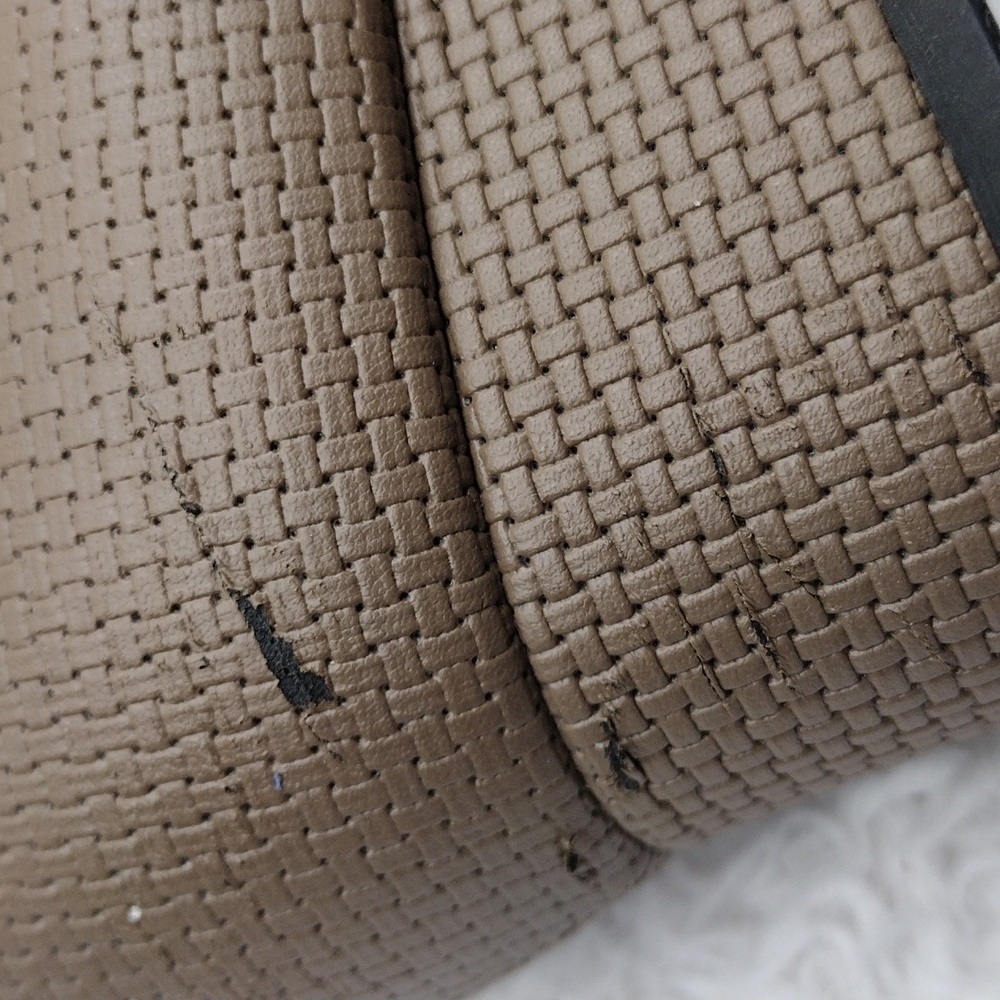 Piccadilly Two Tone Beige Black Woven Textured Upper Peep Toe Low Heel Pump Shoe - Picture 14 of 16